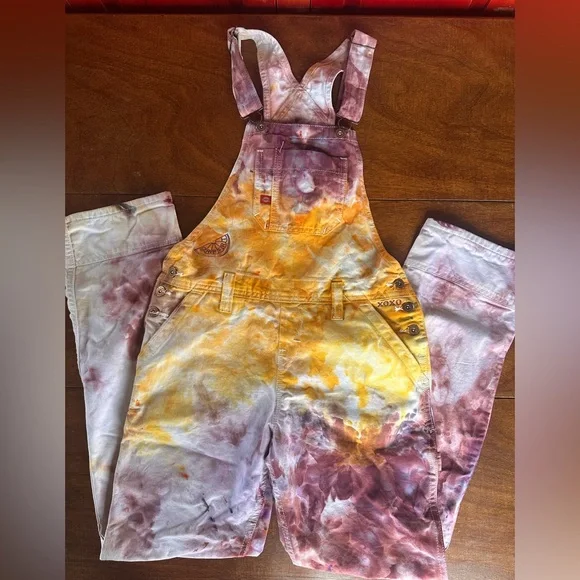 Dickies Custom Dyed Bib Overalls 32x31 Embroidered Women’s Medium Streetwear - Picture 1 of 9